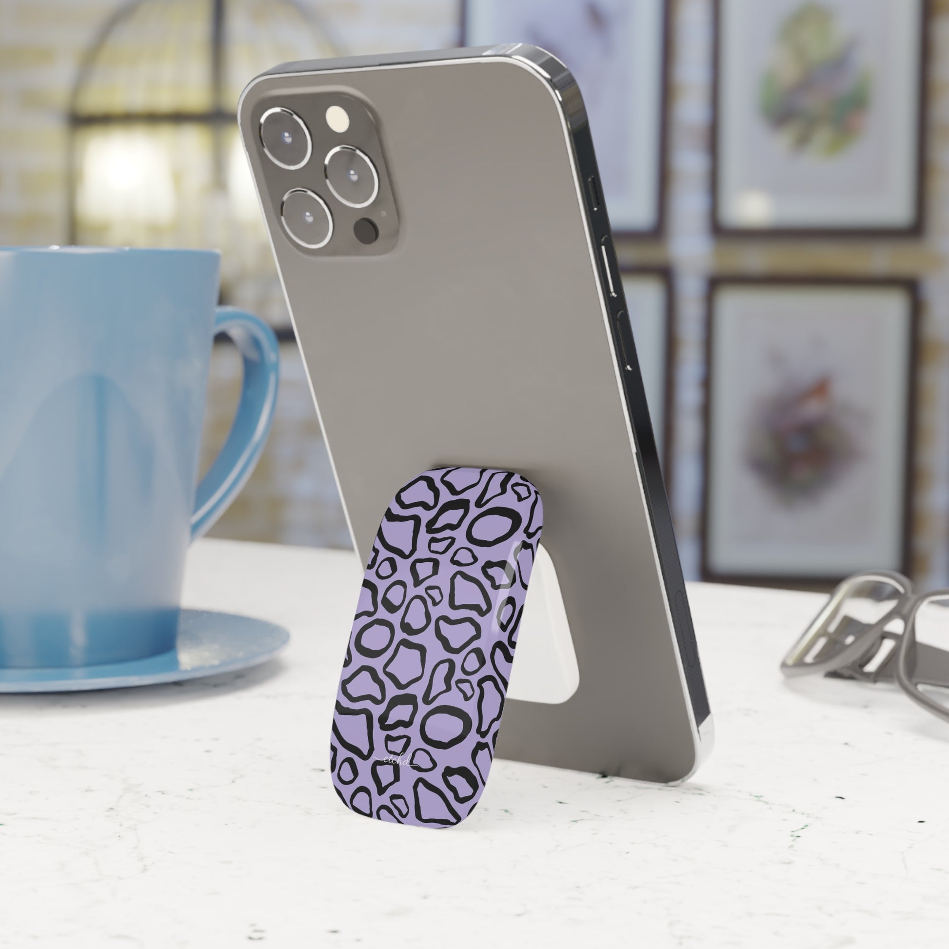Abstract Print Lavender Click-On Phone Grip by etchd, view 2