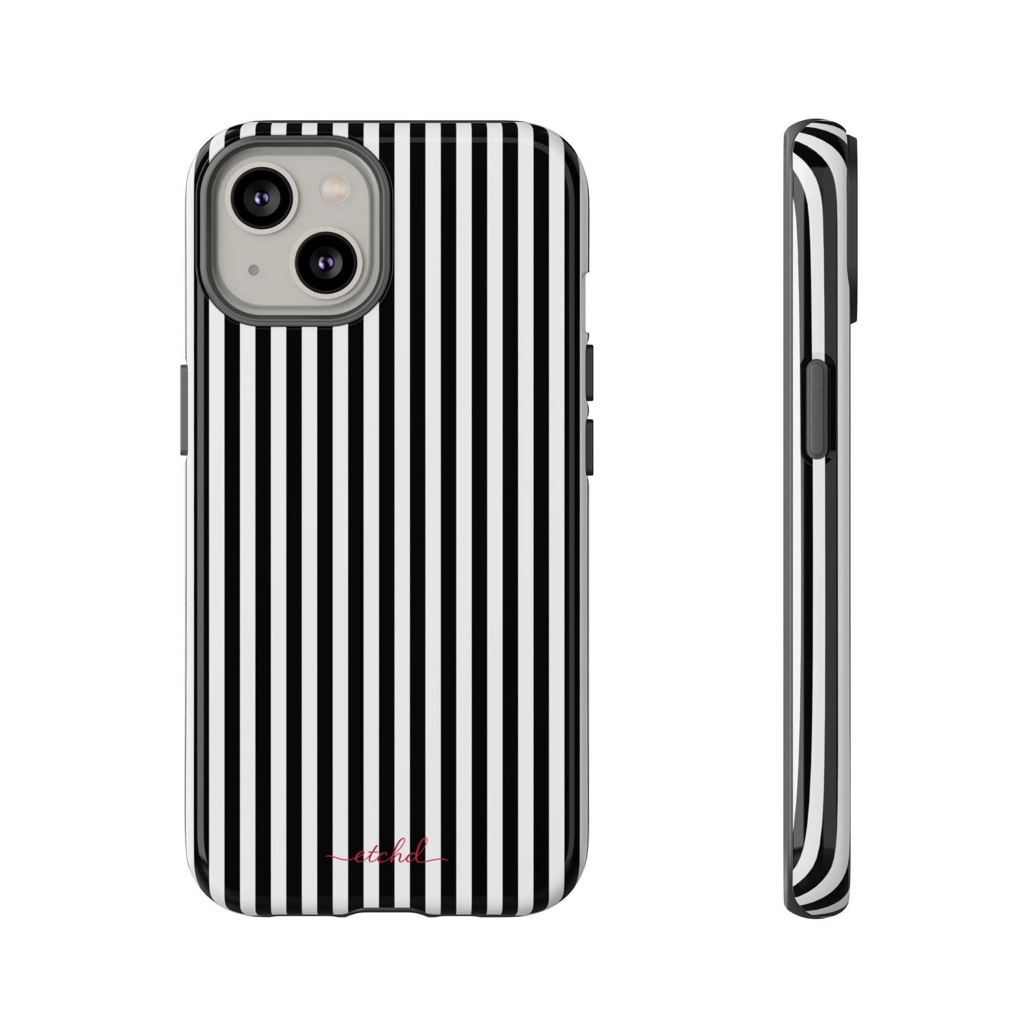 Black & White Striped Phone Case by etchd, view 2