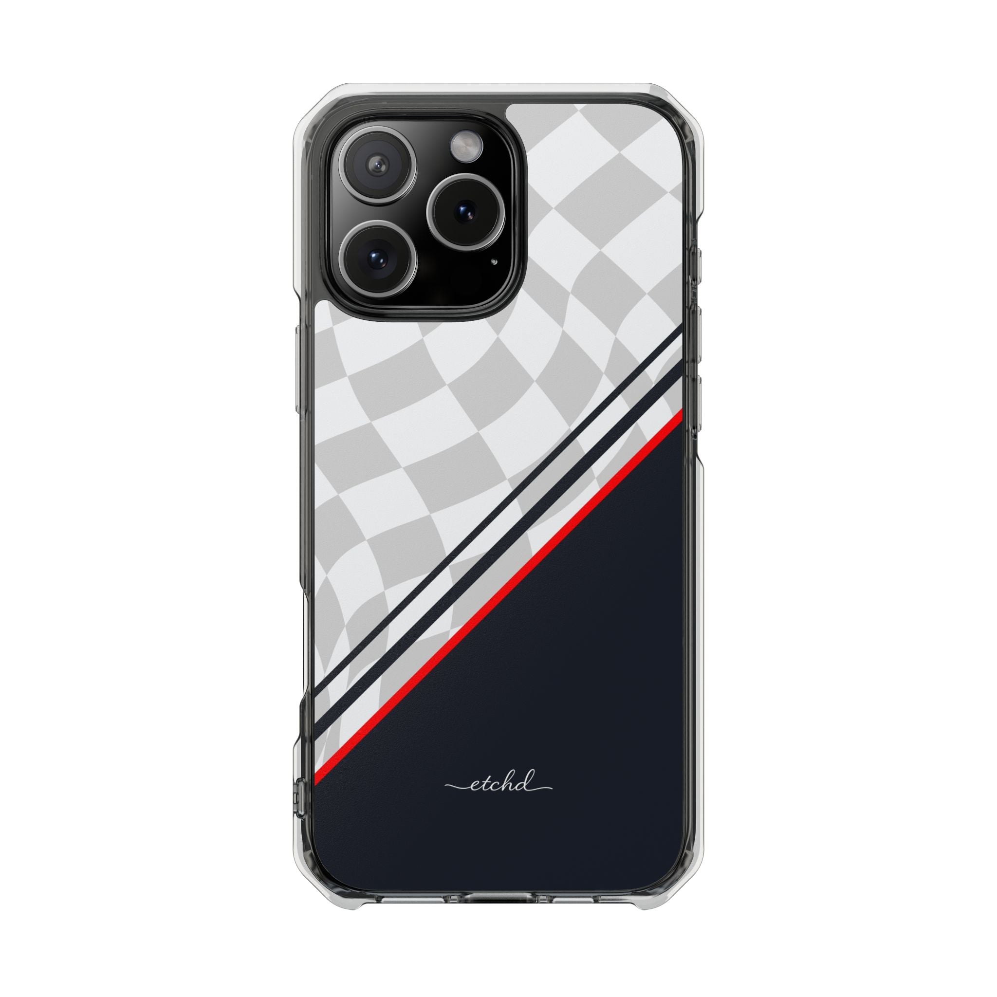 Checkered Flag Clear Magnetic Phone Case by etchd