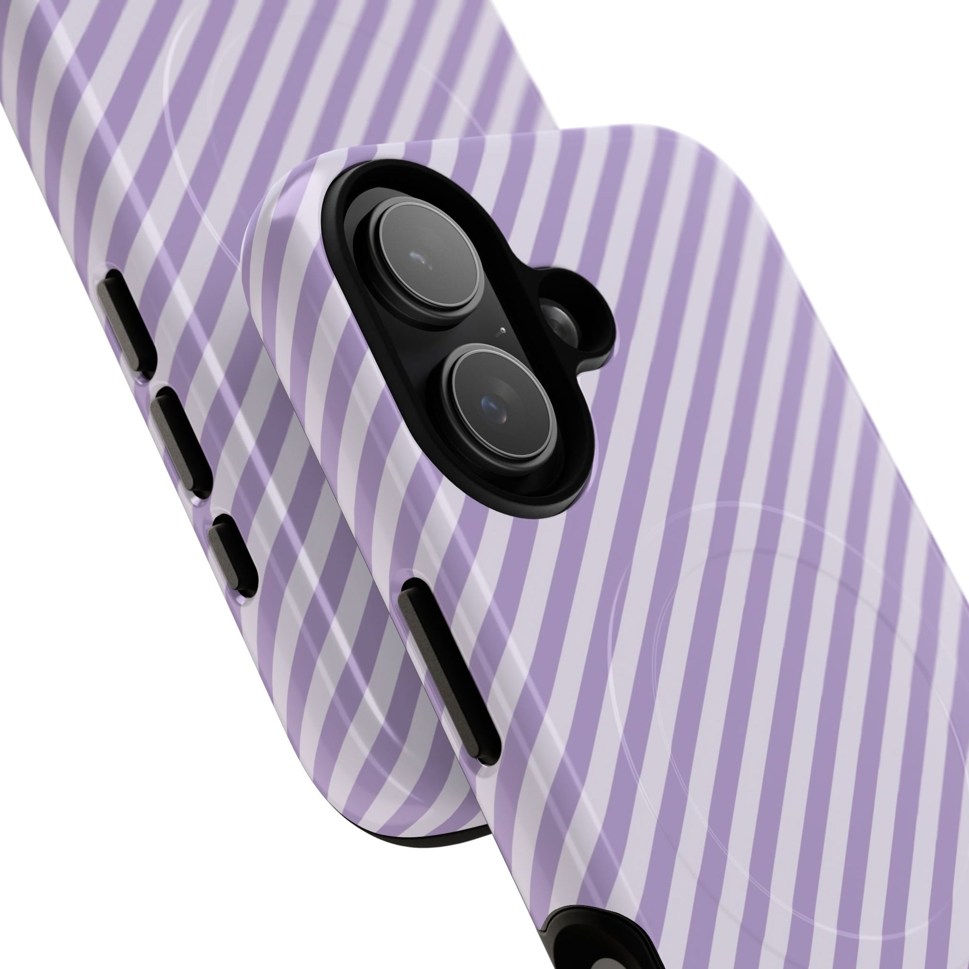 Lilac & Cream Striped Diagonal Magnetic Phone Case by etchd, view 87