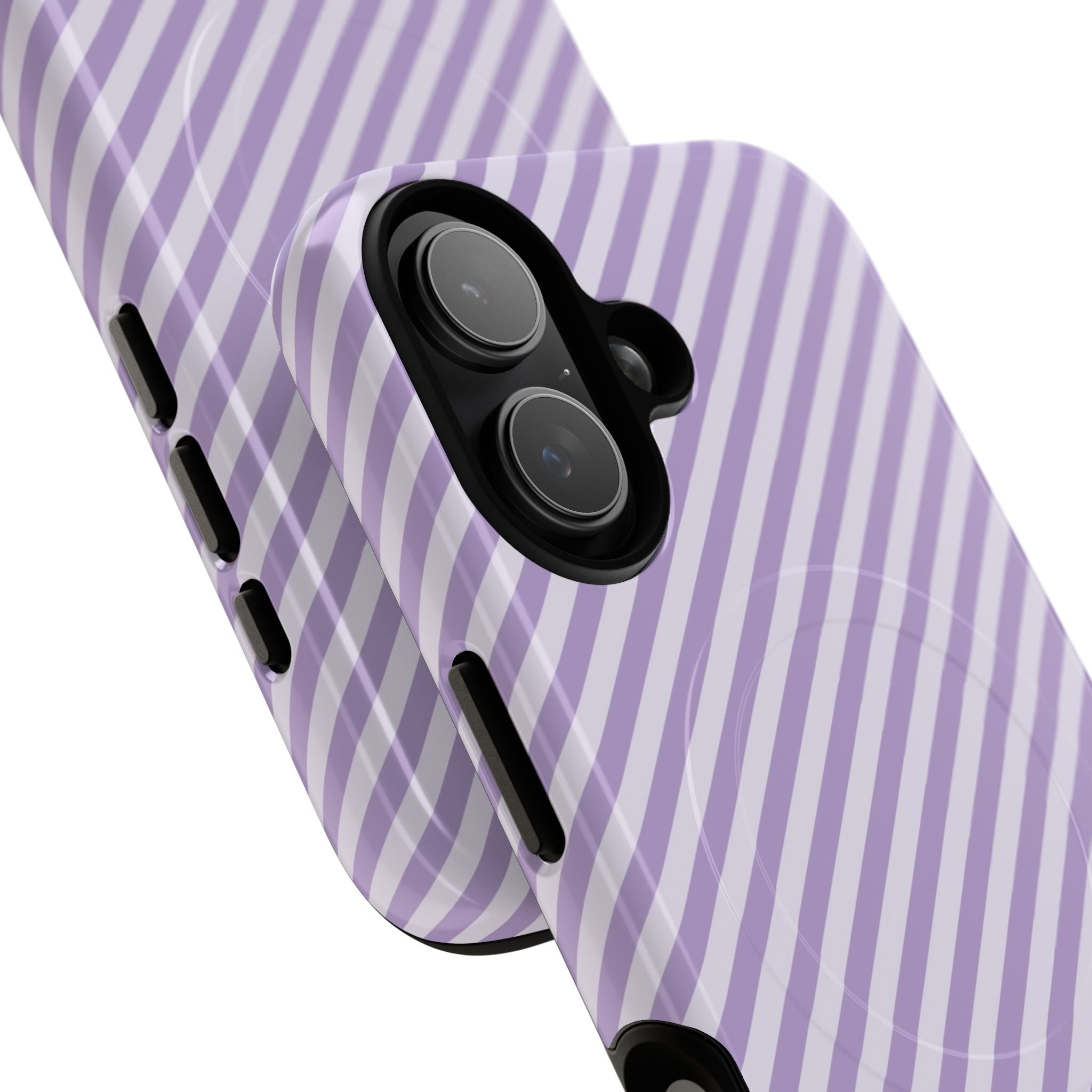 Lilac & Cream Striped Diagonal Magnetic Phone Case by etchd, view 87