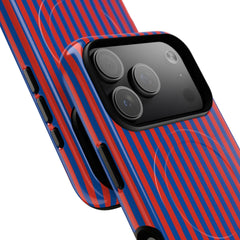 Cobalt & Poppy Striped Magnetic Phone Case by etchd, view 99