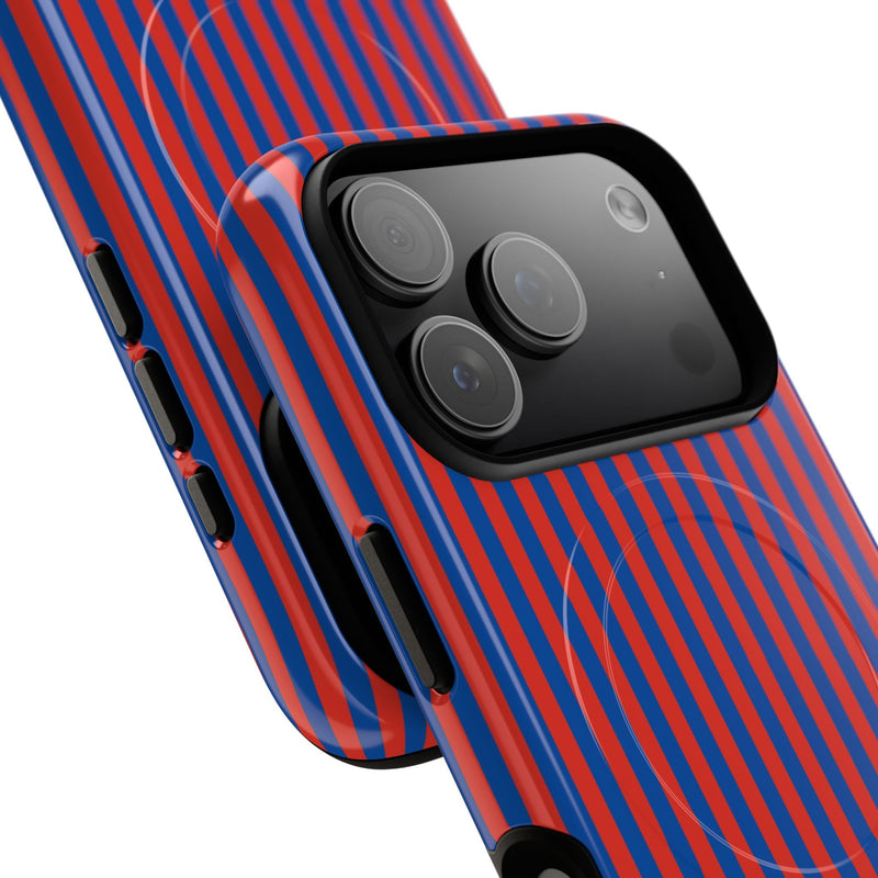 Cobalt & Poppy Striped Magnetic Phone Case by etchd, view 99