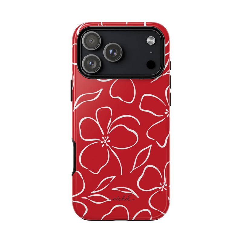 Classic Red & White Floral Phone Case by etchd, view 59