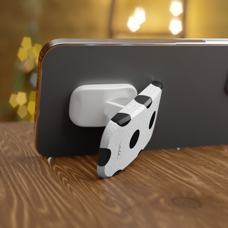Black & White Polka Dot Click-On Phone Grip-zoom-