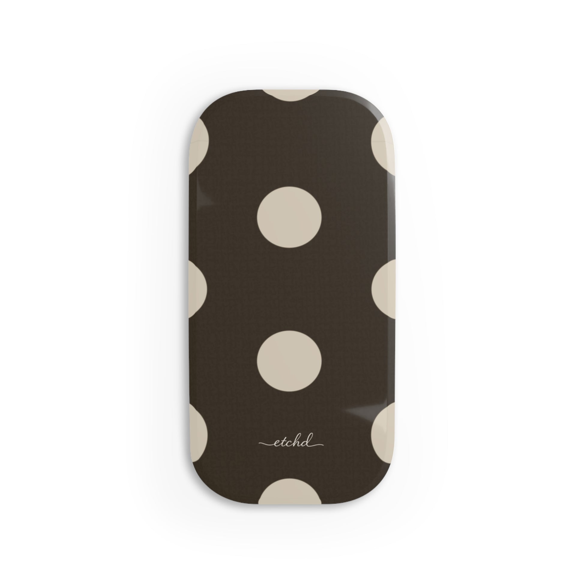 Cream & Brown Polka Dot Click-On Phone Grip by etchd