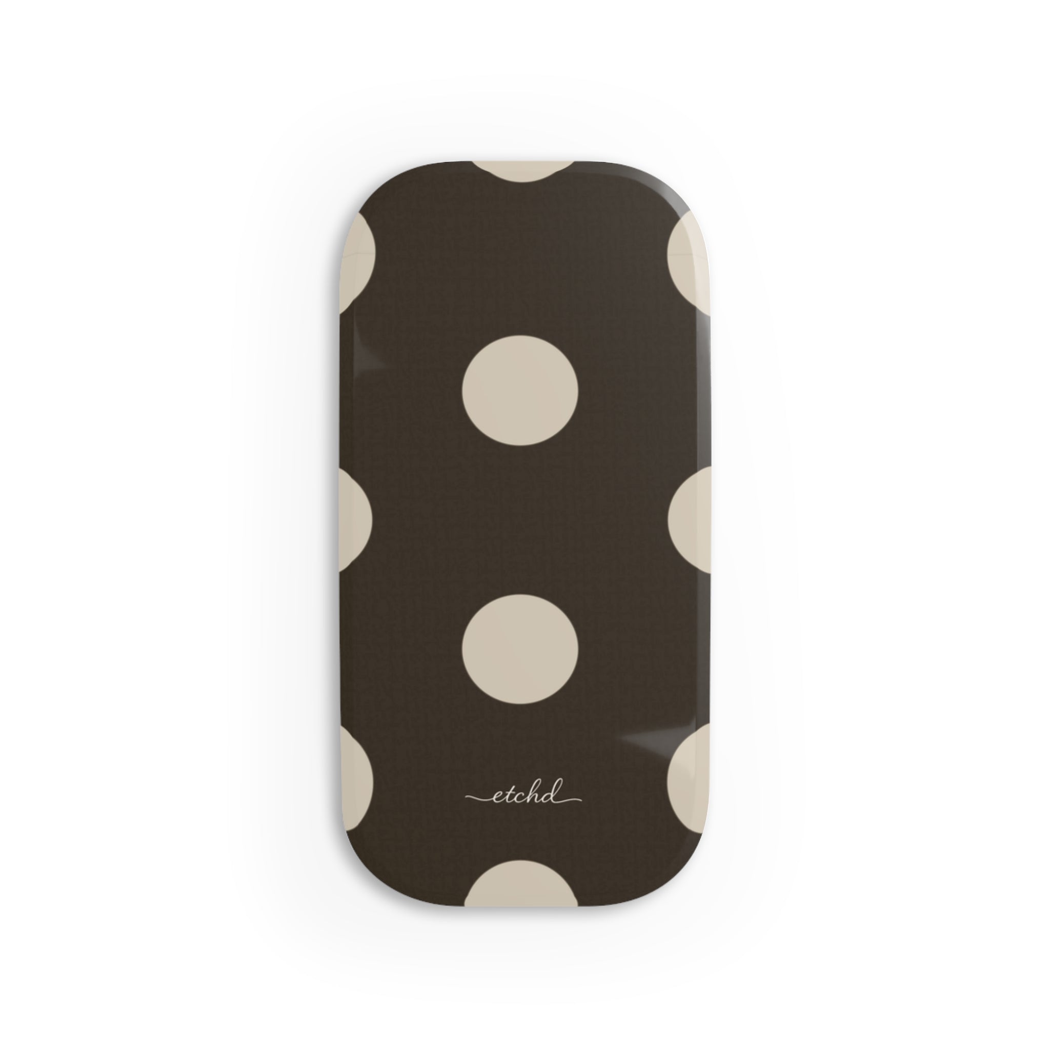 Cream & Brown Polka Dot Click-On Phone Grip by etchd