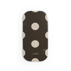 Cream & Brown Polka Dot Click-On Phone Grip by etchd