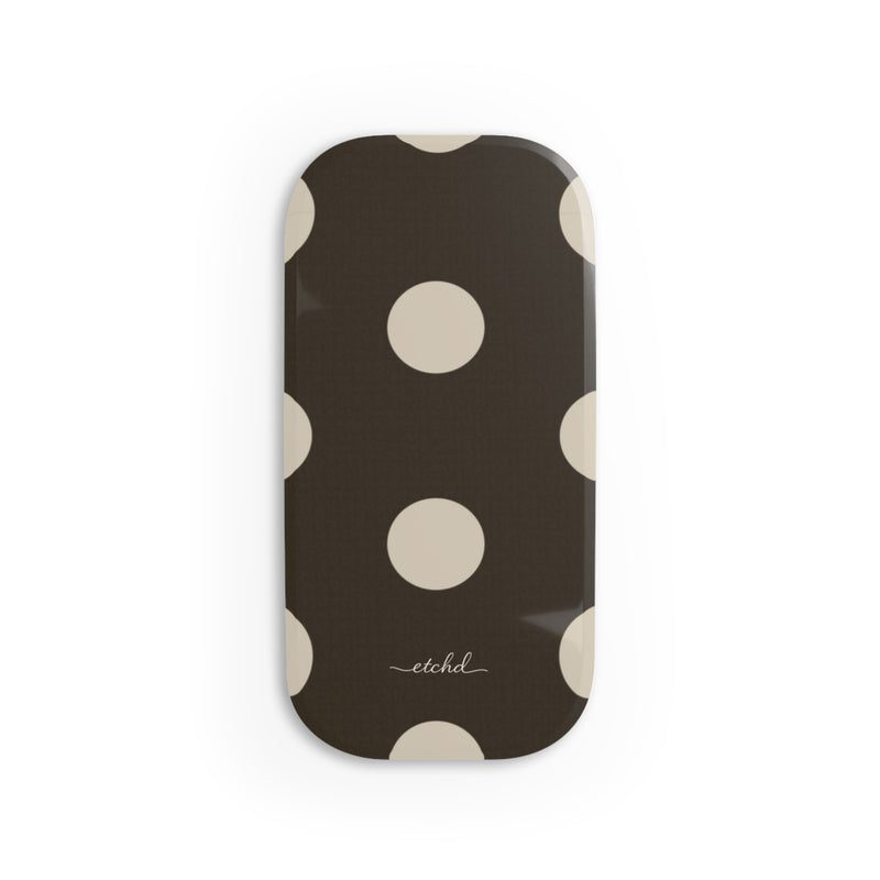 Cream & Brown Polka Dot Click-On Phone Grip by etchd