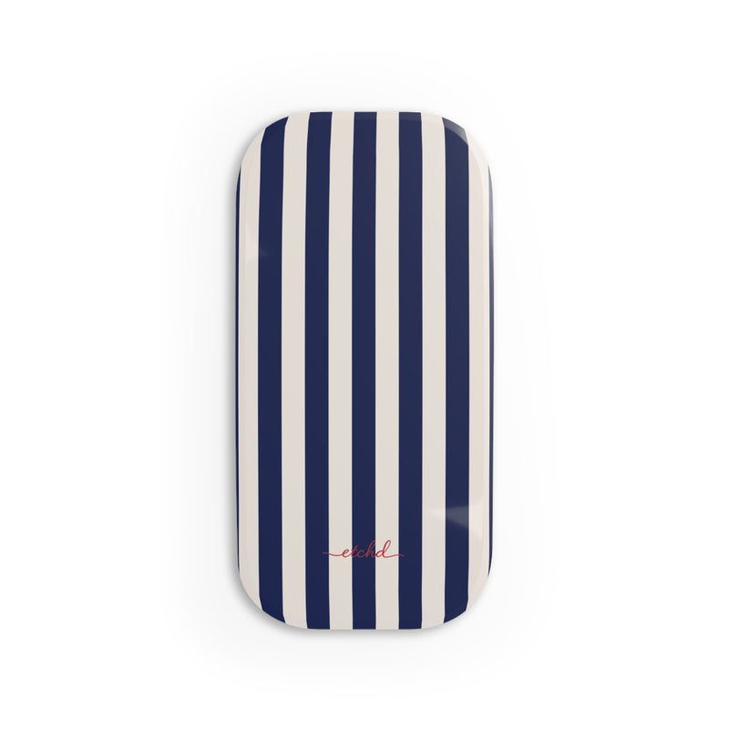 Navy & Cream Striped Click-On Phone Grip by etchd