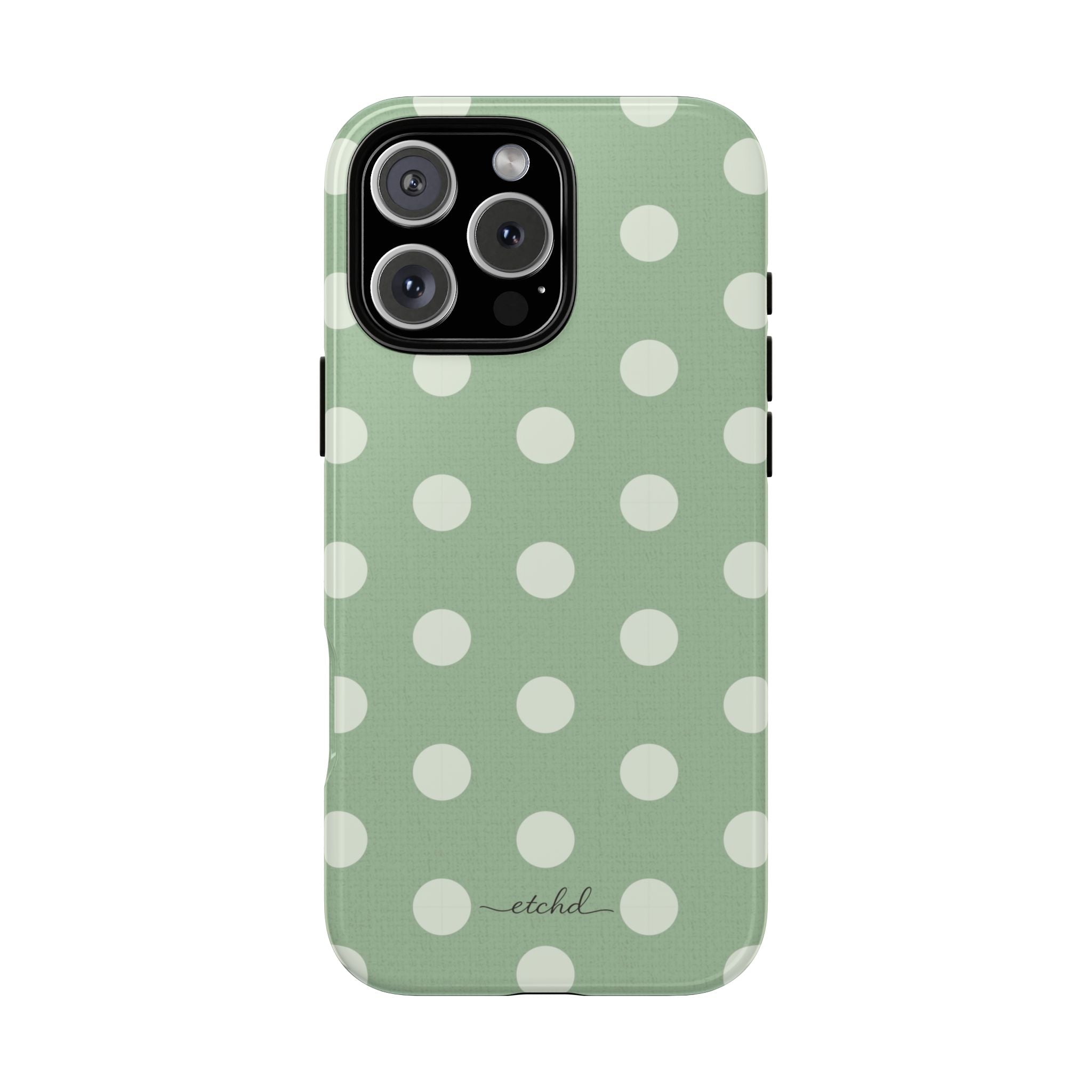 Cream & Sage Polka Dot Phone Case by etchd