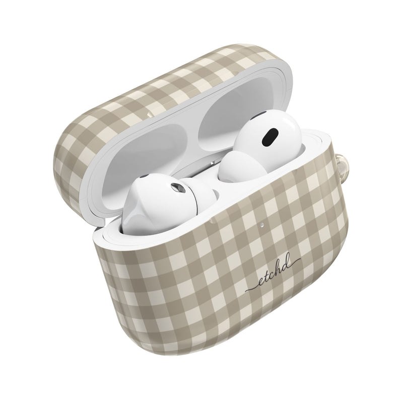 Neutral Gingham AirPod Case by etchd, view 9