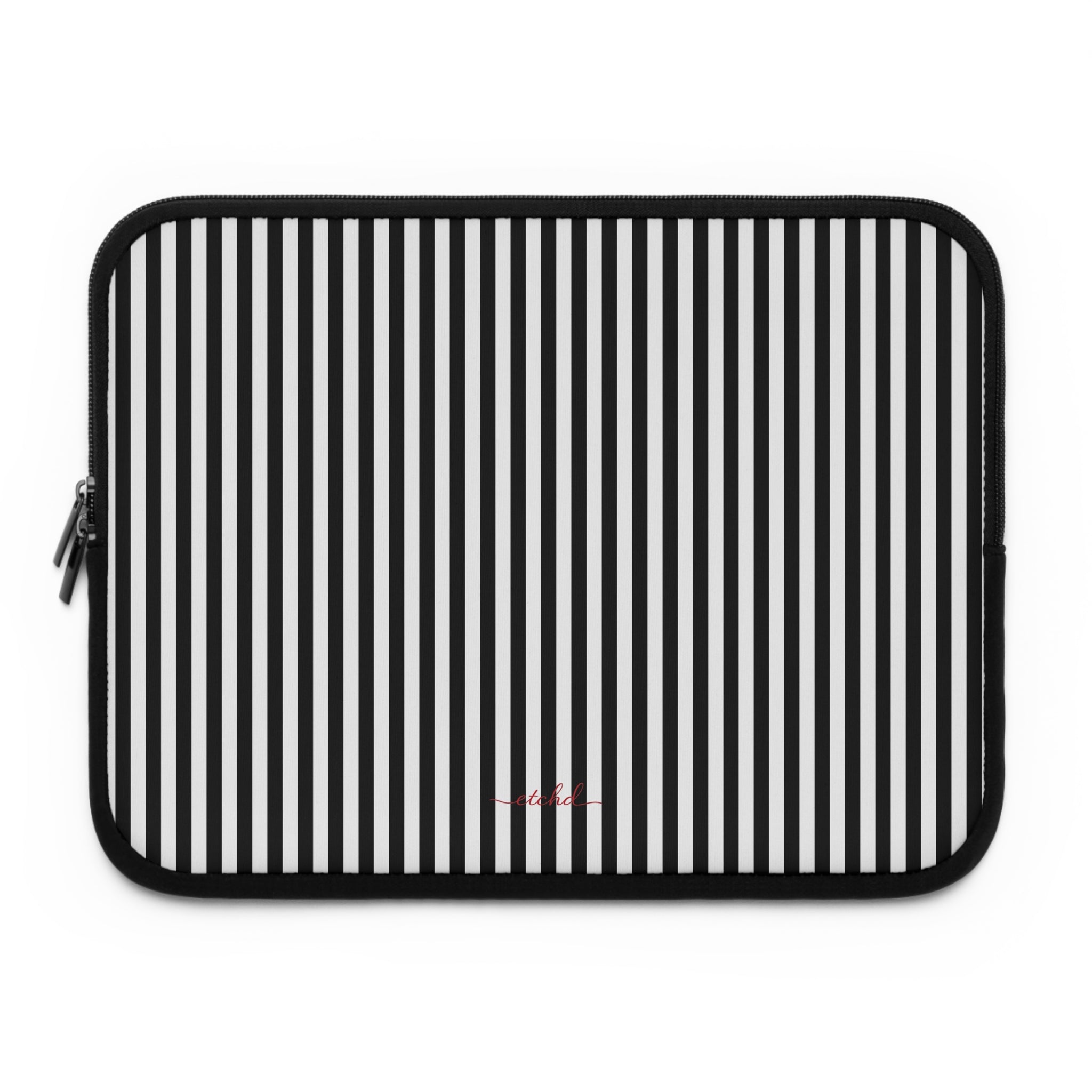 Black & White Striped Laptop Sleeve by etchd