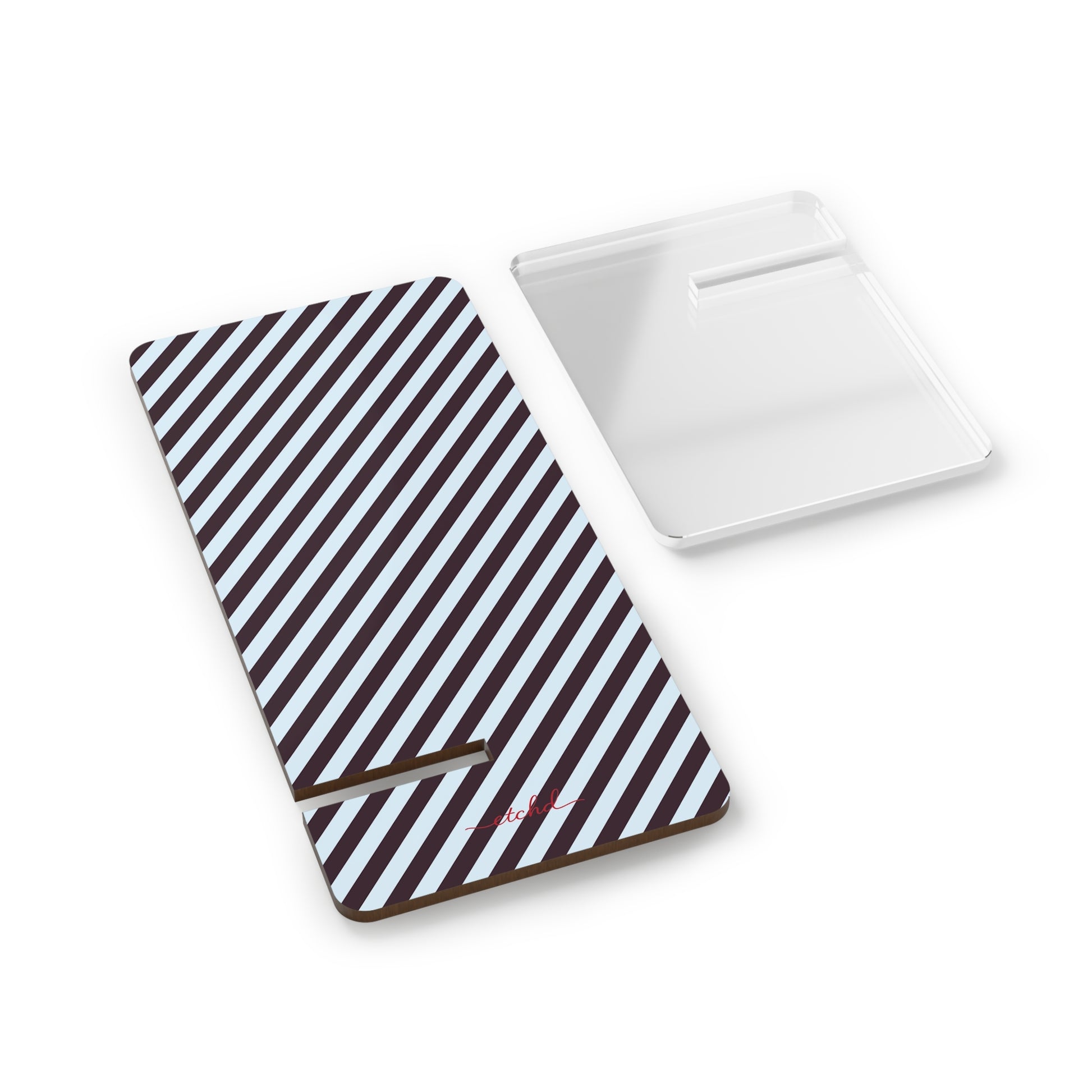Plum & Blue Striped Diagonal Phone Stand by etchd, view 2
