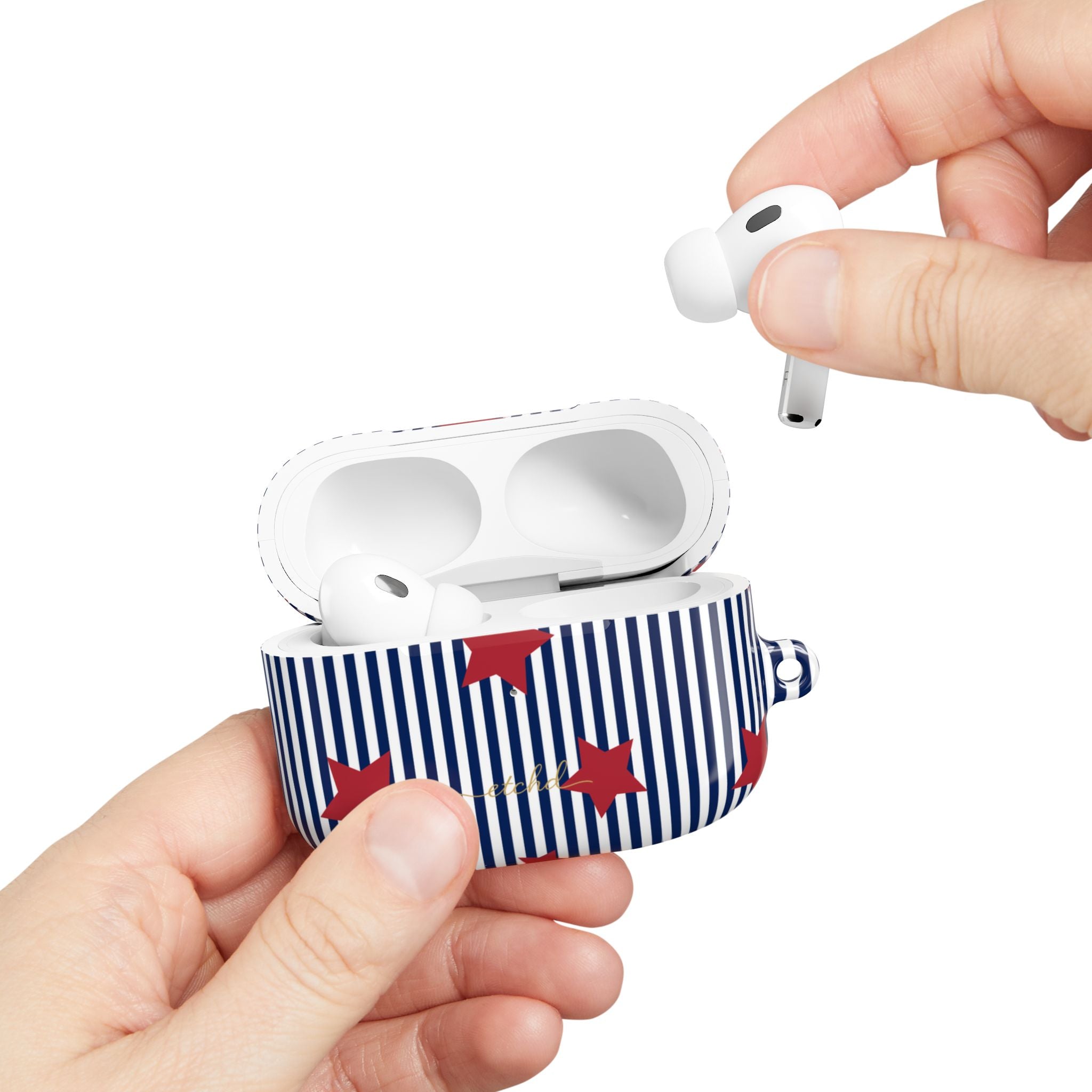 Blue Stripes & Red Stars AirPod Case by etchd, view 11