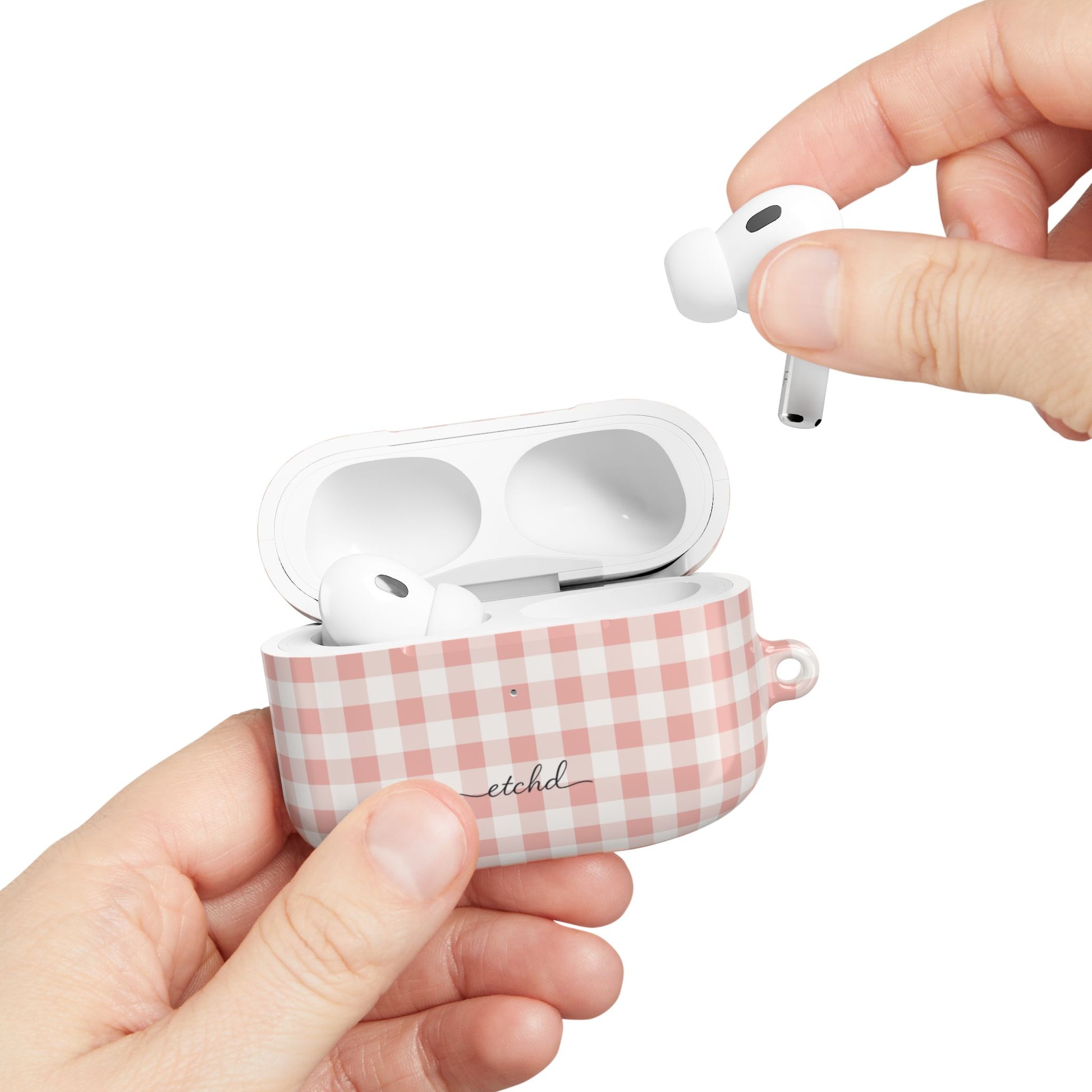 Blush & White Gingham AirPod Case by etchd, view 11