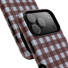 Blue & Cherry Gingham Magnetic Phone Case by etchd, view 100