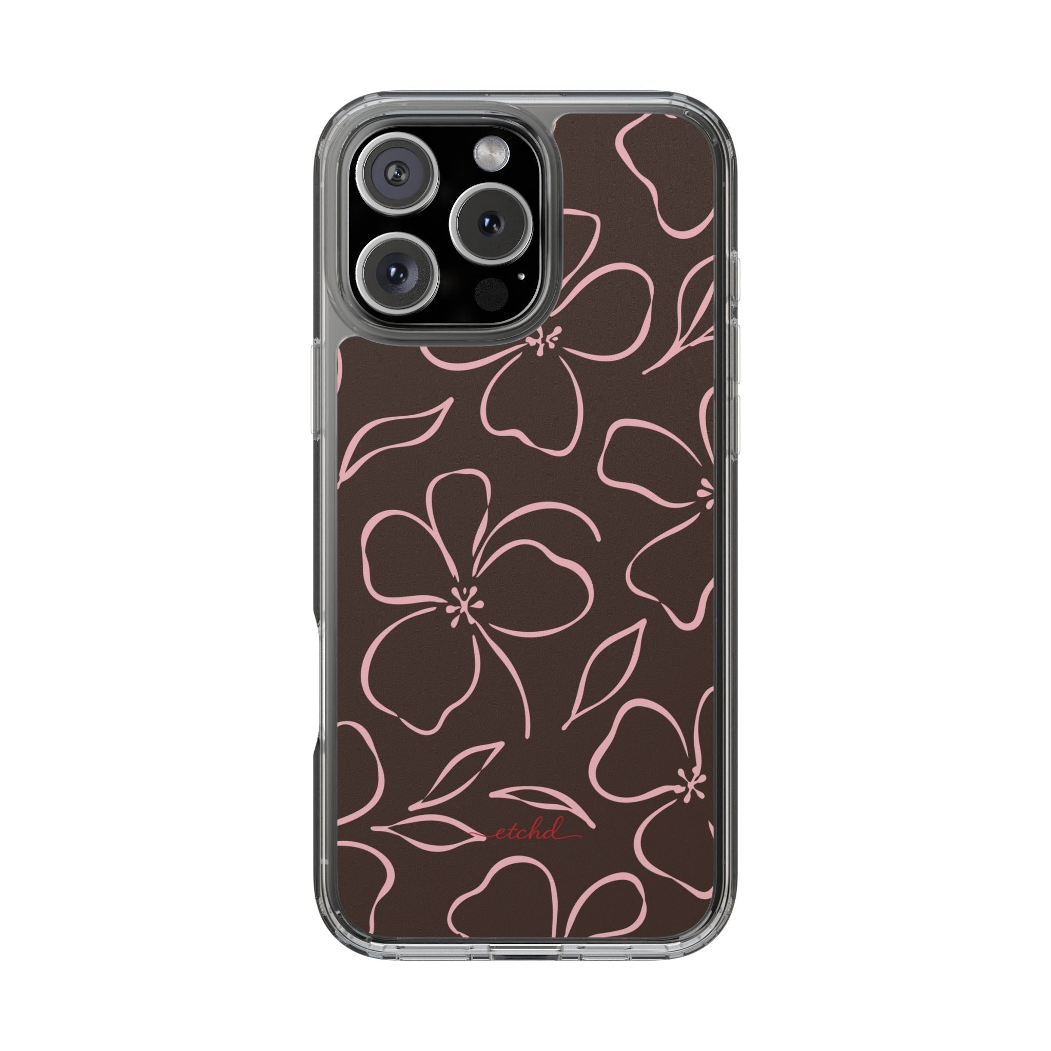Espresso & Blush Floral Funda transparente para móvil de etchd