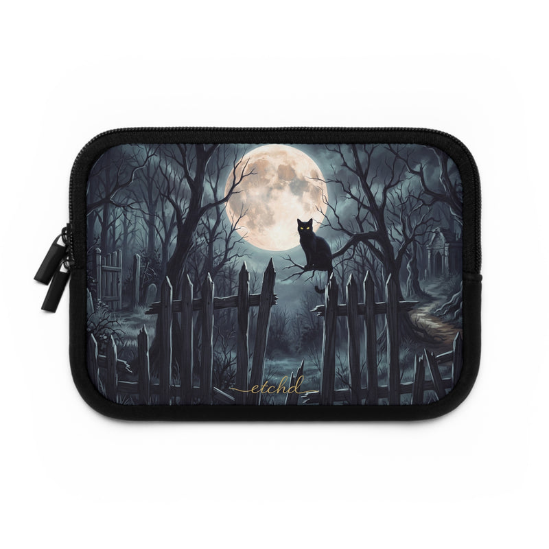 Midnight Cat Laptop Sleeve by etchd, view 2