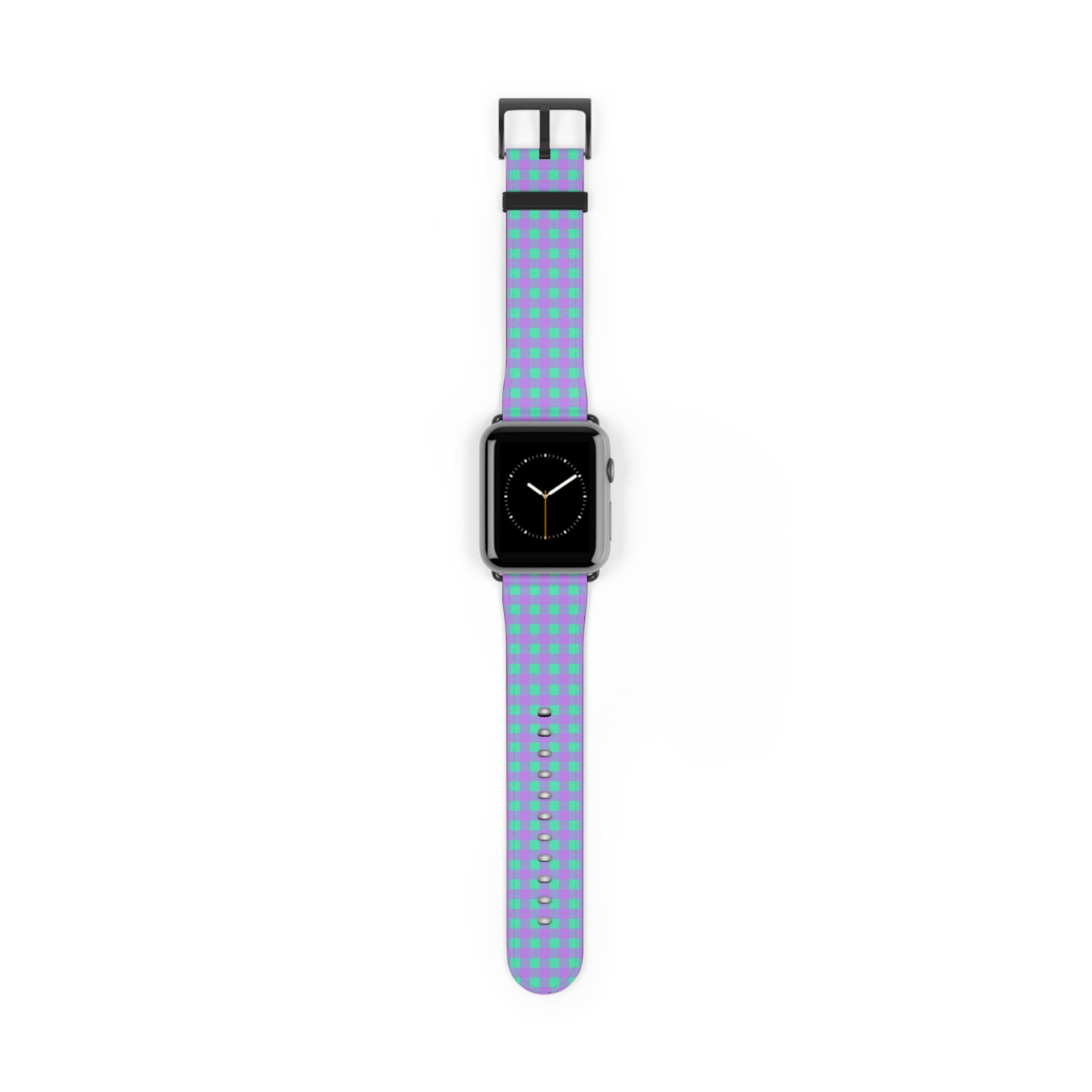 Hypermint & Lilac Gingham Smartwatch Strap by etchd, view 2