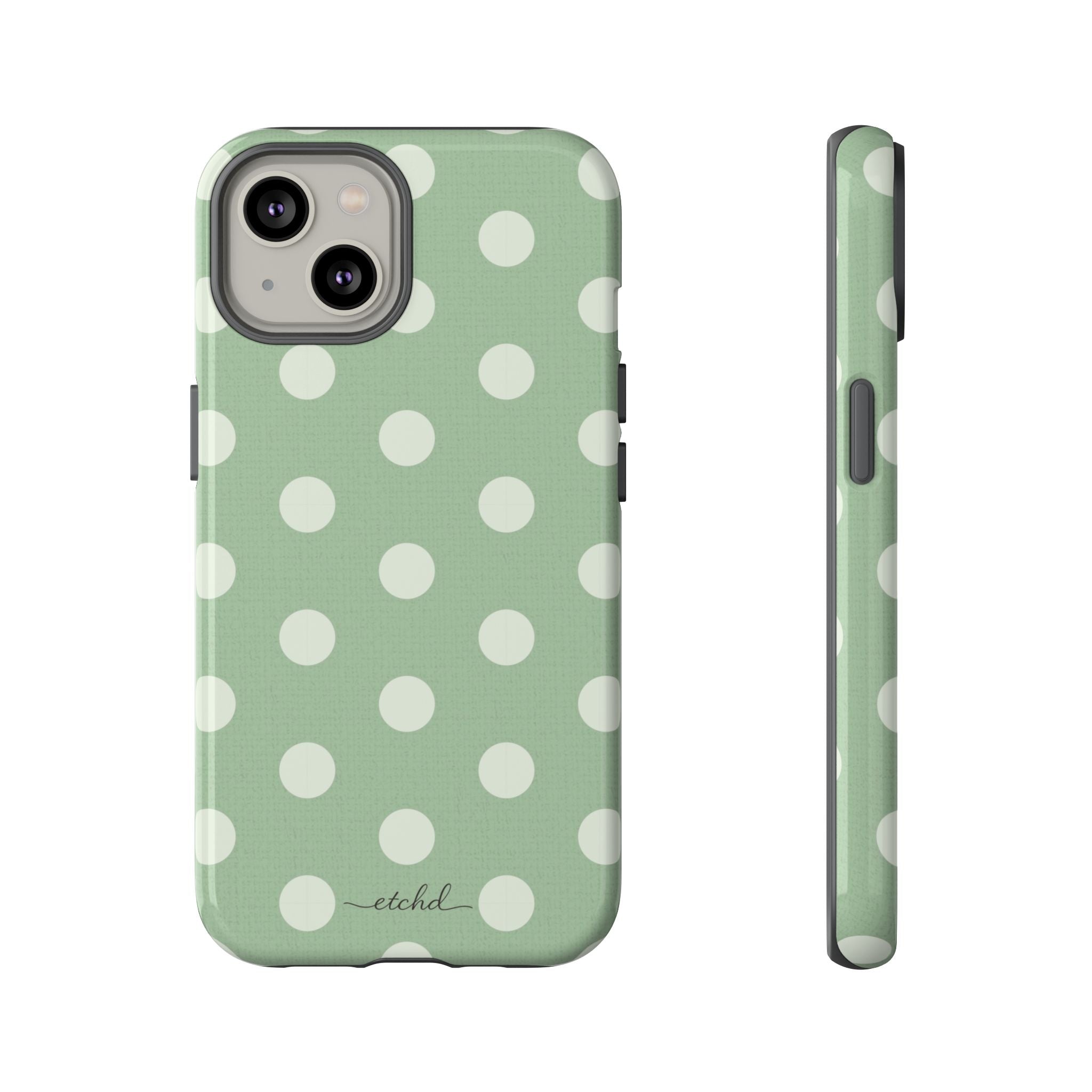 Cream & Sage Polka Dot Phone Case by etchd, view 2