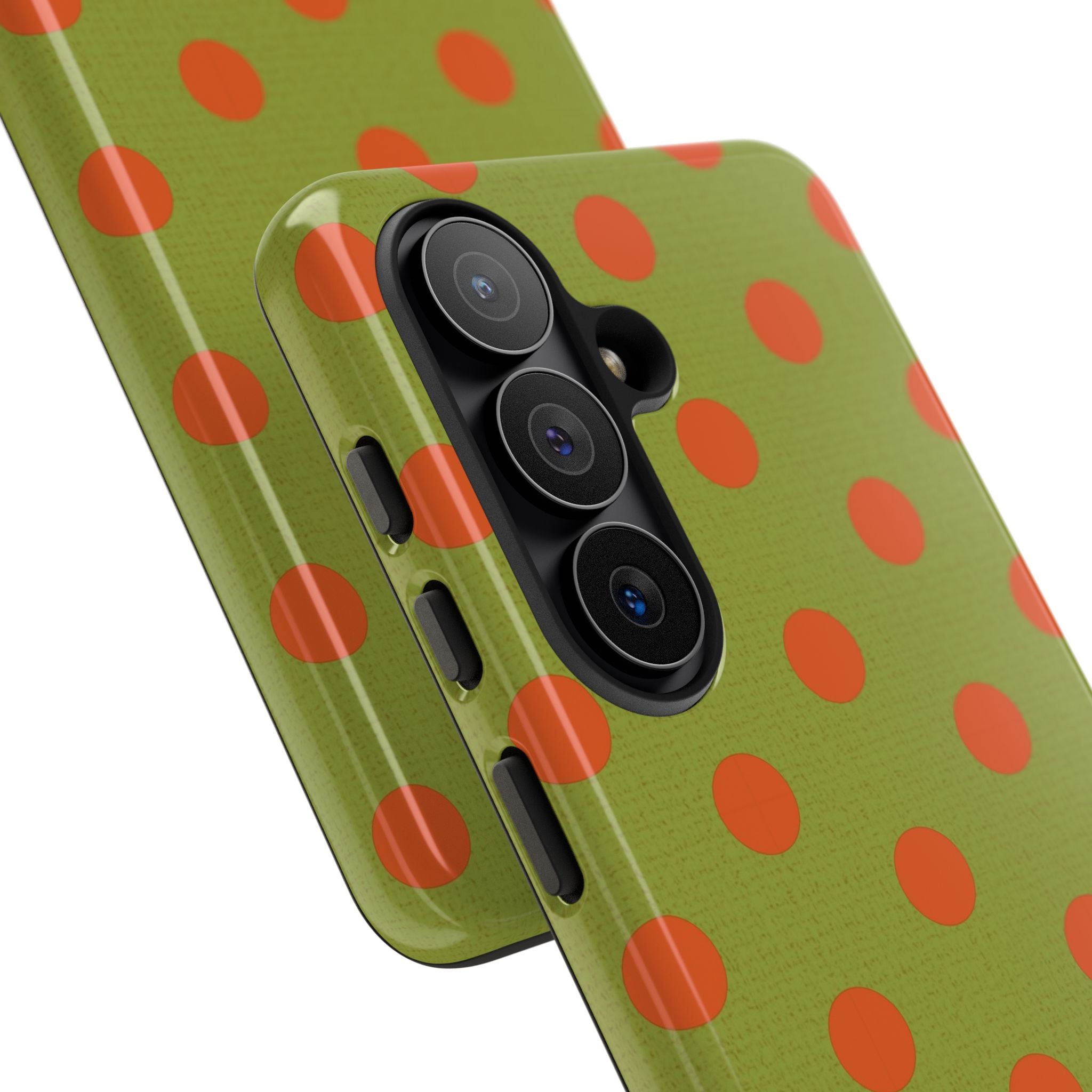 Persimmon And Wasabi Polka Dot Phone Case by etchd, view 209