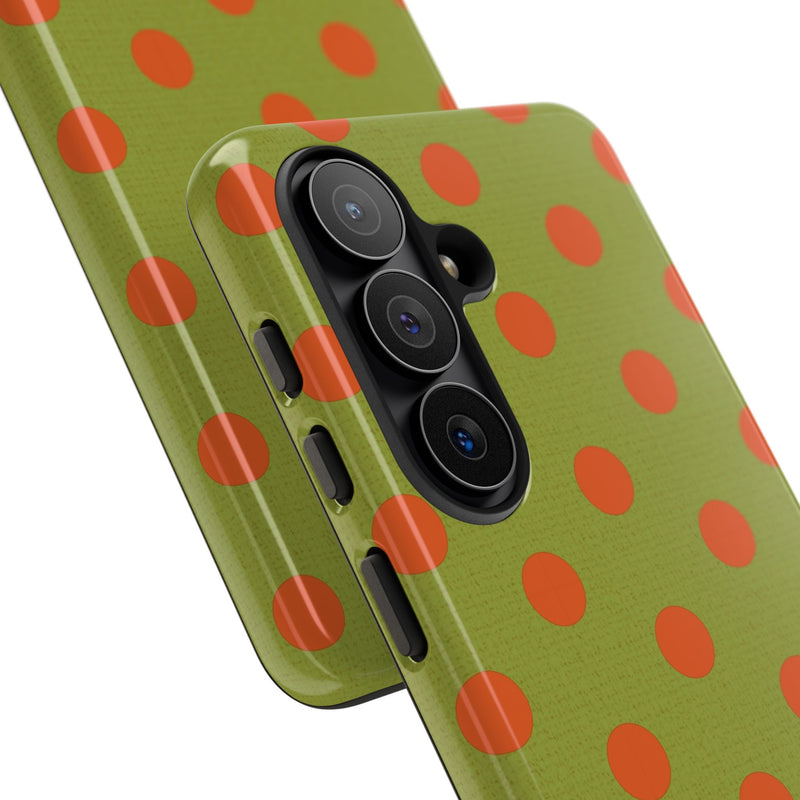 Persimmon And Wasabi Polka Dot Phone Case by etchd, view 209