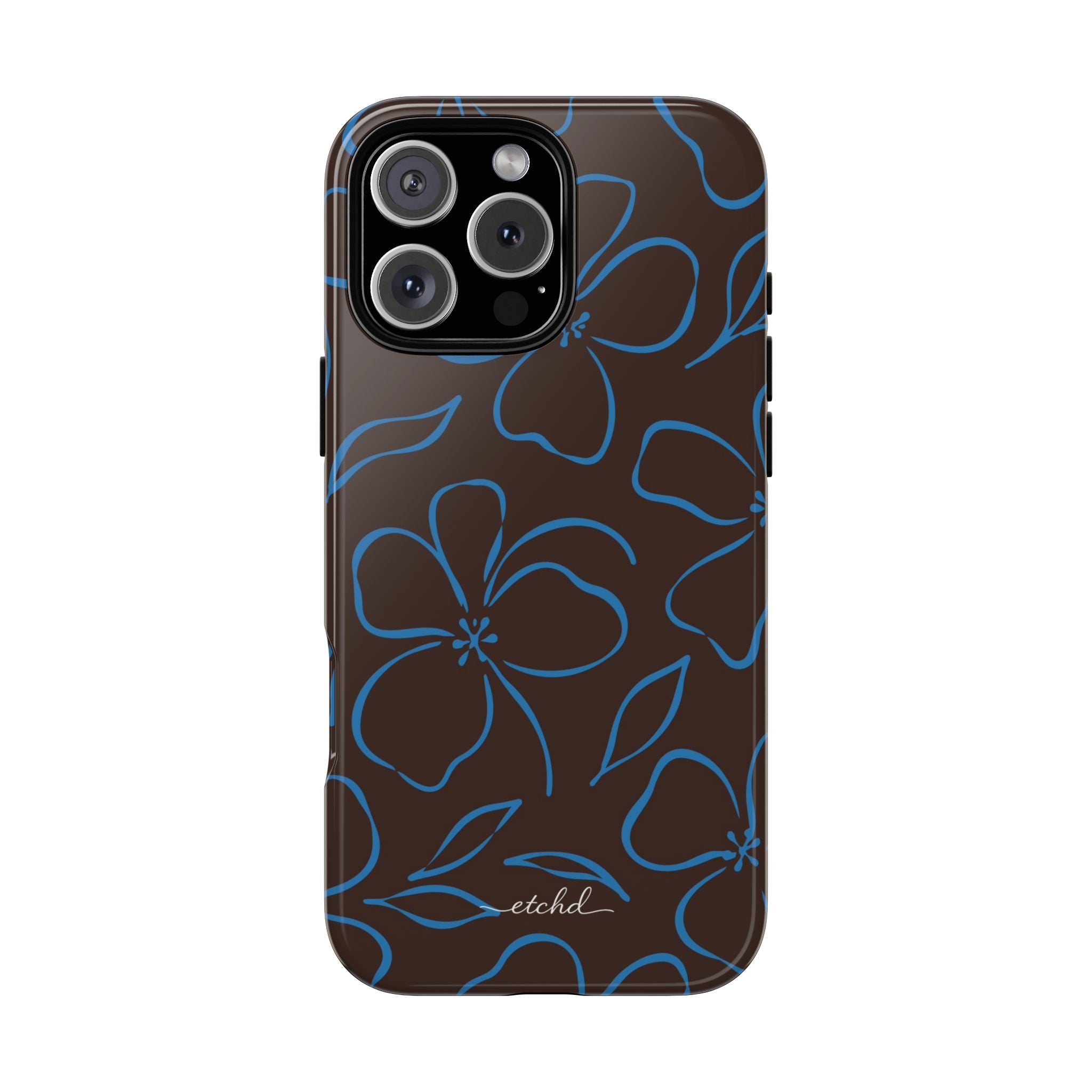 Espresso & Cerulean Floral Phone Case by etchd