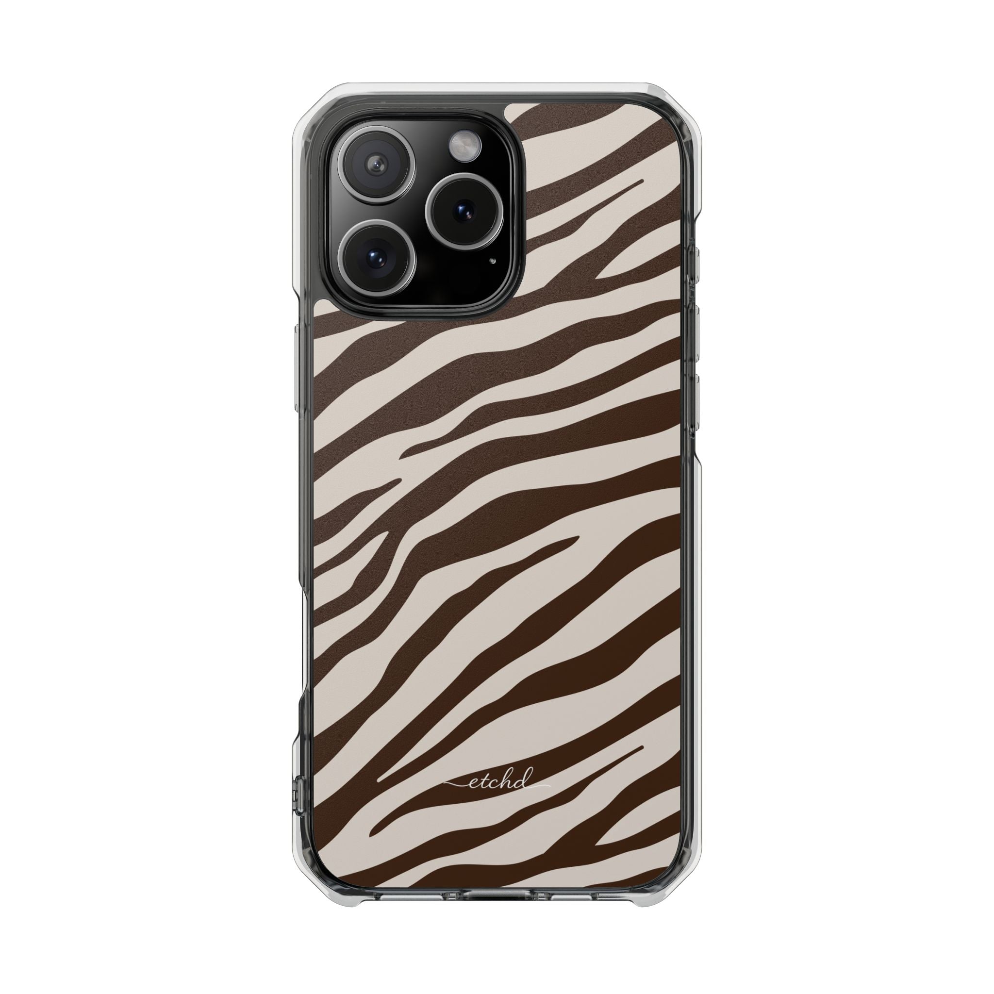 Brown Zebra Clear Magnetic Phone Case by etchd