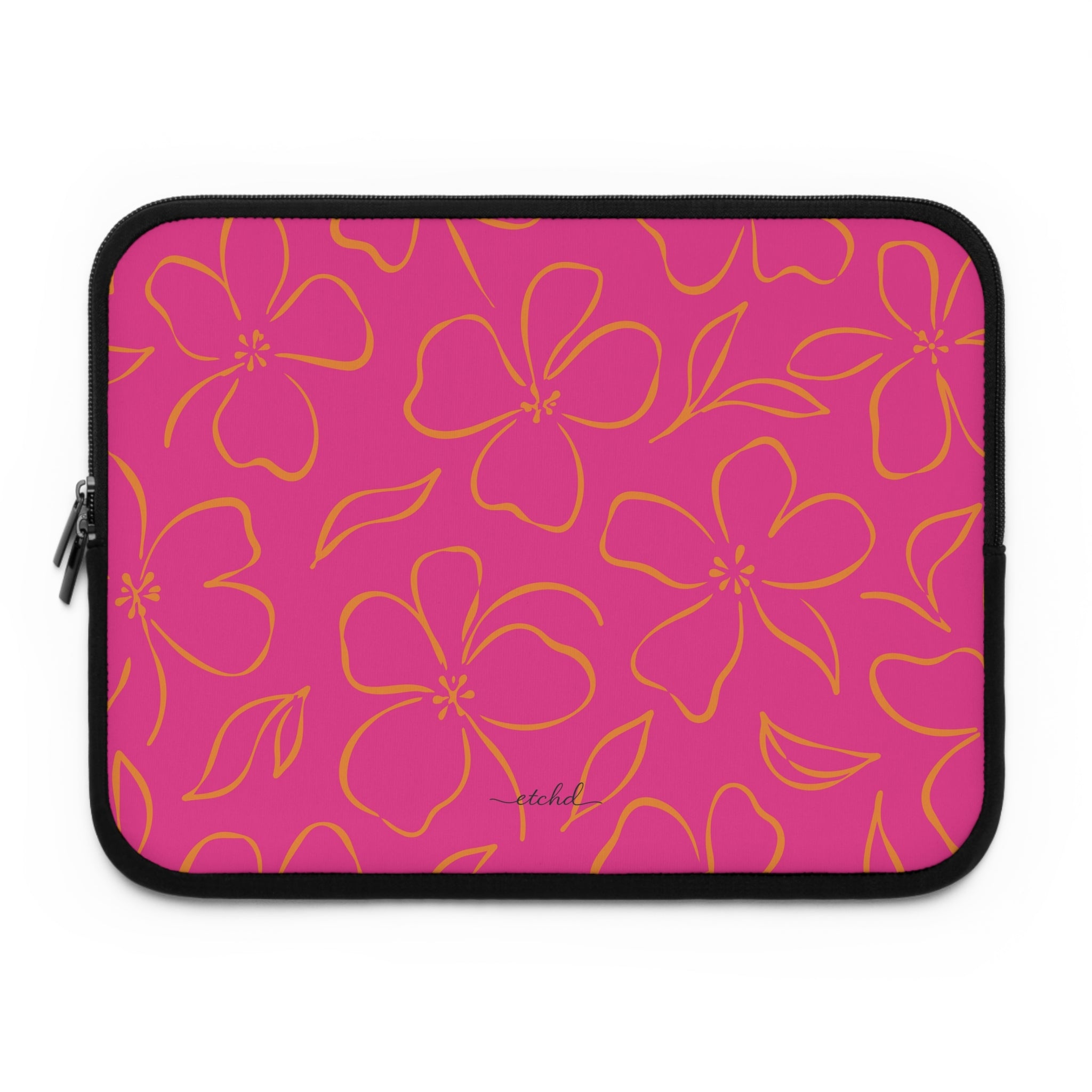 Pink & Orange Floral Laptop Sleeve by etchd