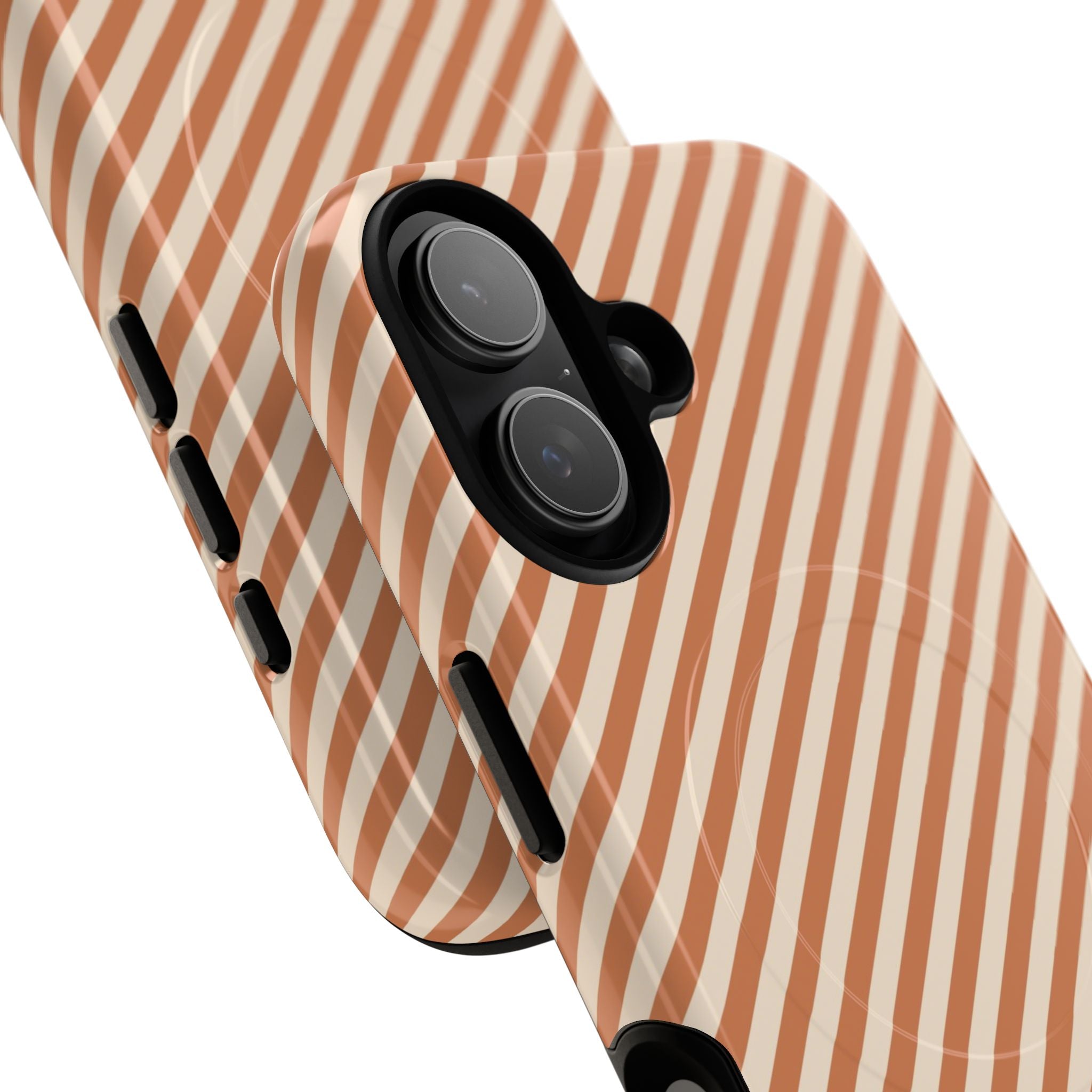 Terracotta & Cream Striped Diagonal Magnetic Phone Case by etchd, view 87