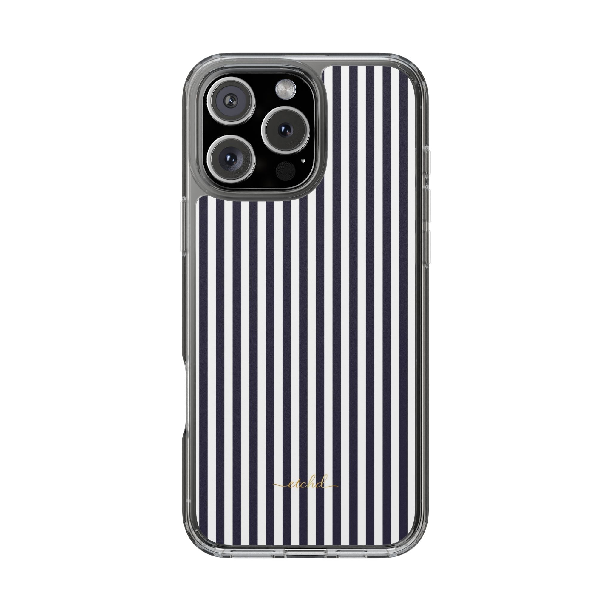 Navy And White Clear Phone Case by etchd