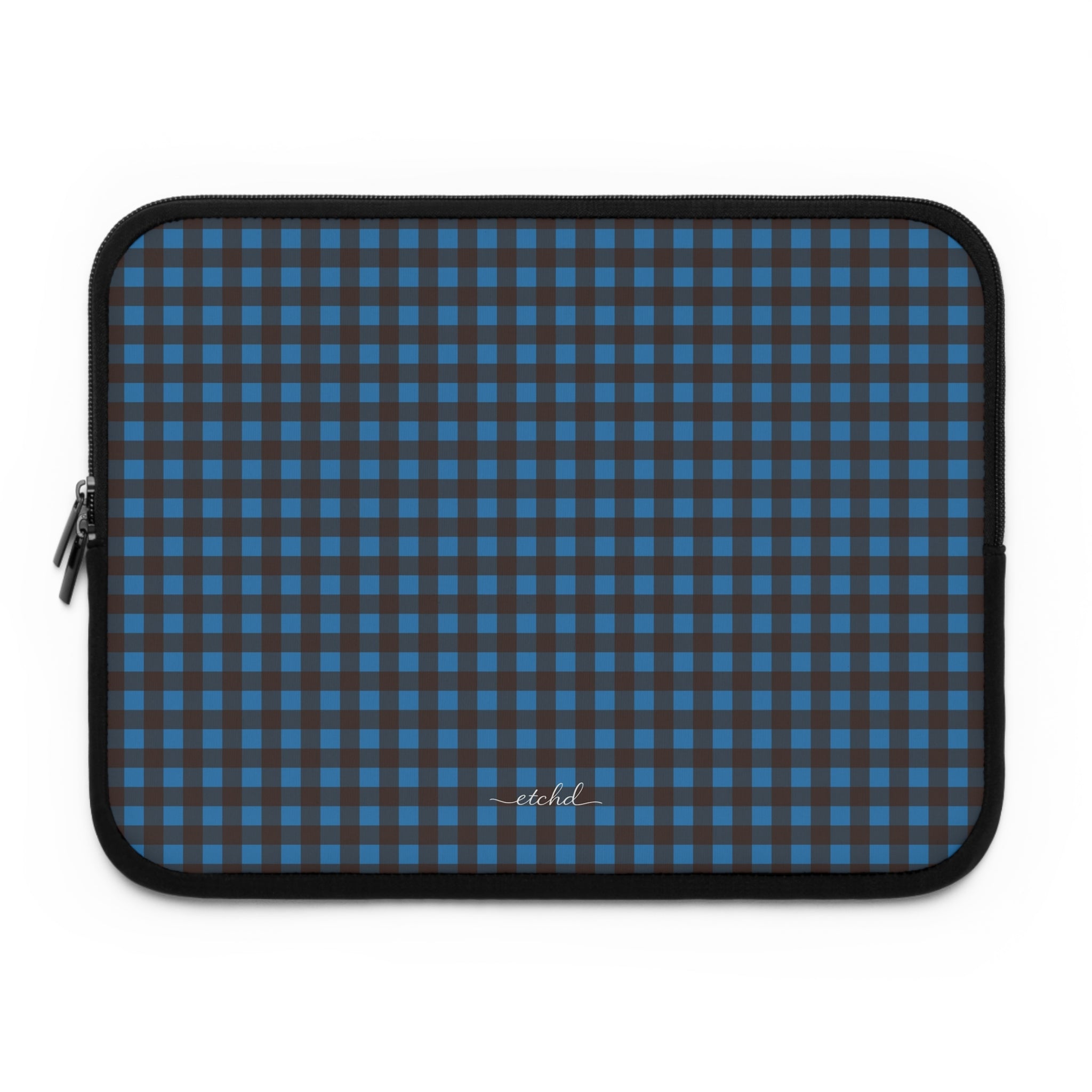 Cerulean & Espresso Gingham Laptop Sleeve by etchd