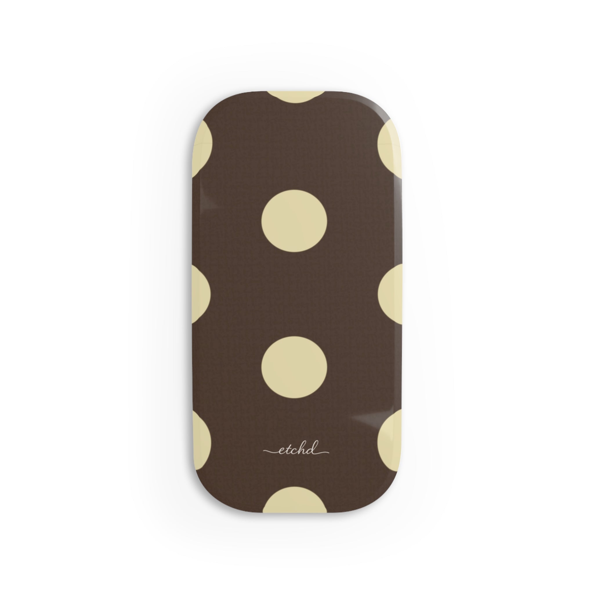 Brown And Butter Yellow Polka Dot Click-On Phone Grip by etchd