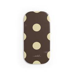 Brown And Butter Yellow Polka Dot Click-On Phone Grip by etchd