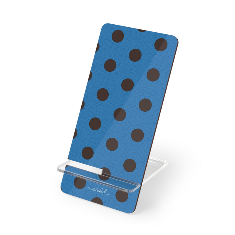 Espresso And Cerulean Polka Dot Phone Stand by etchd