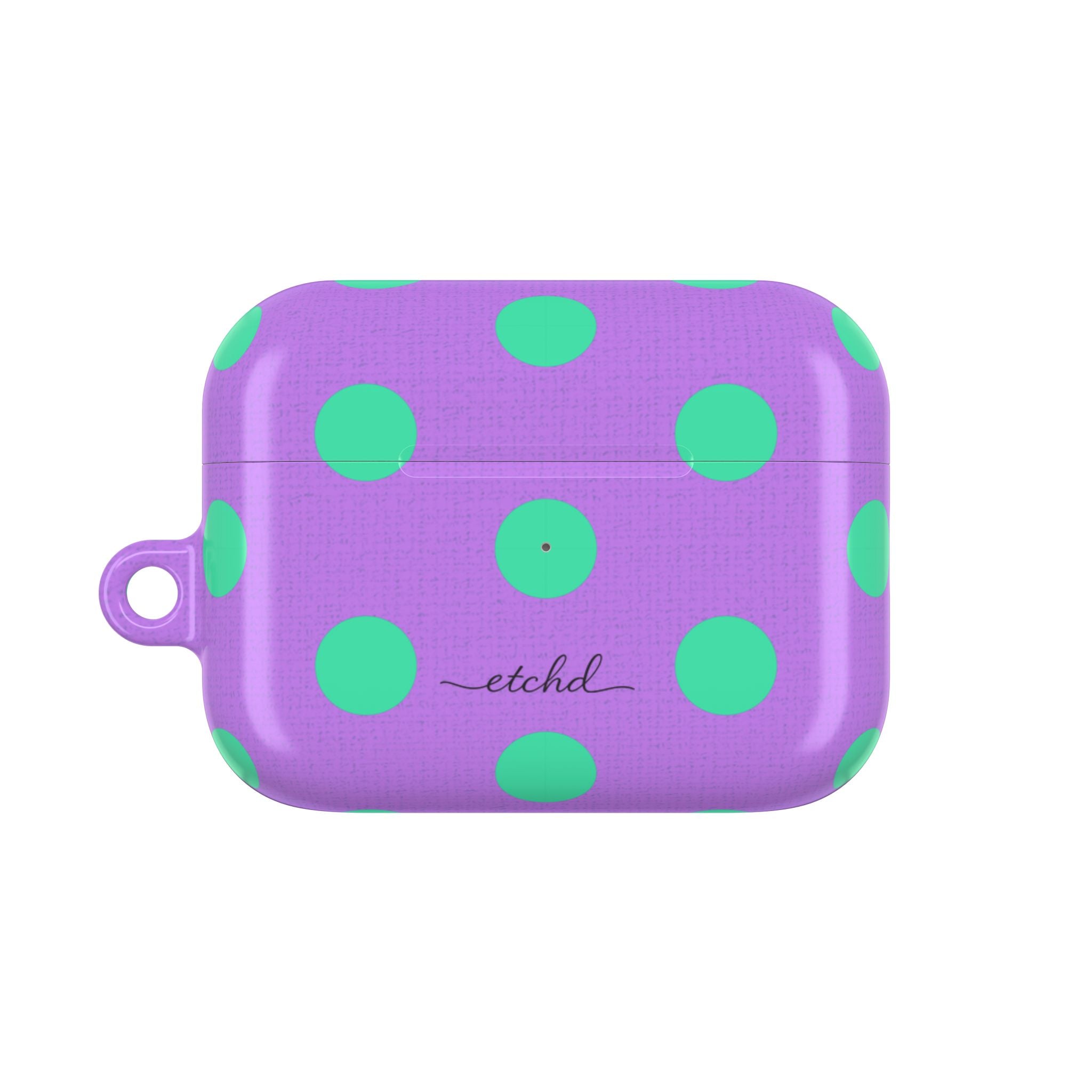 Hypermint & Lilac Polka Dot AirPod Case by etchd, view 2
