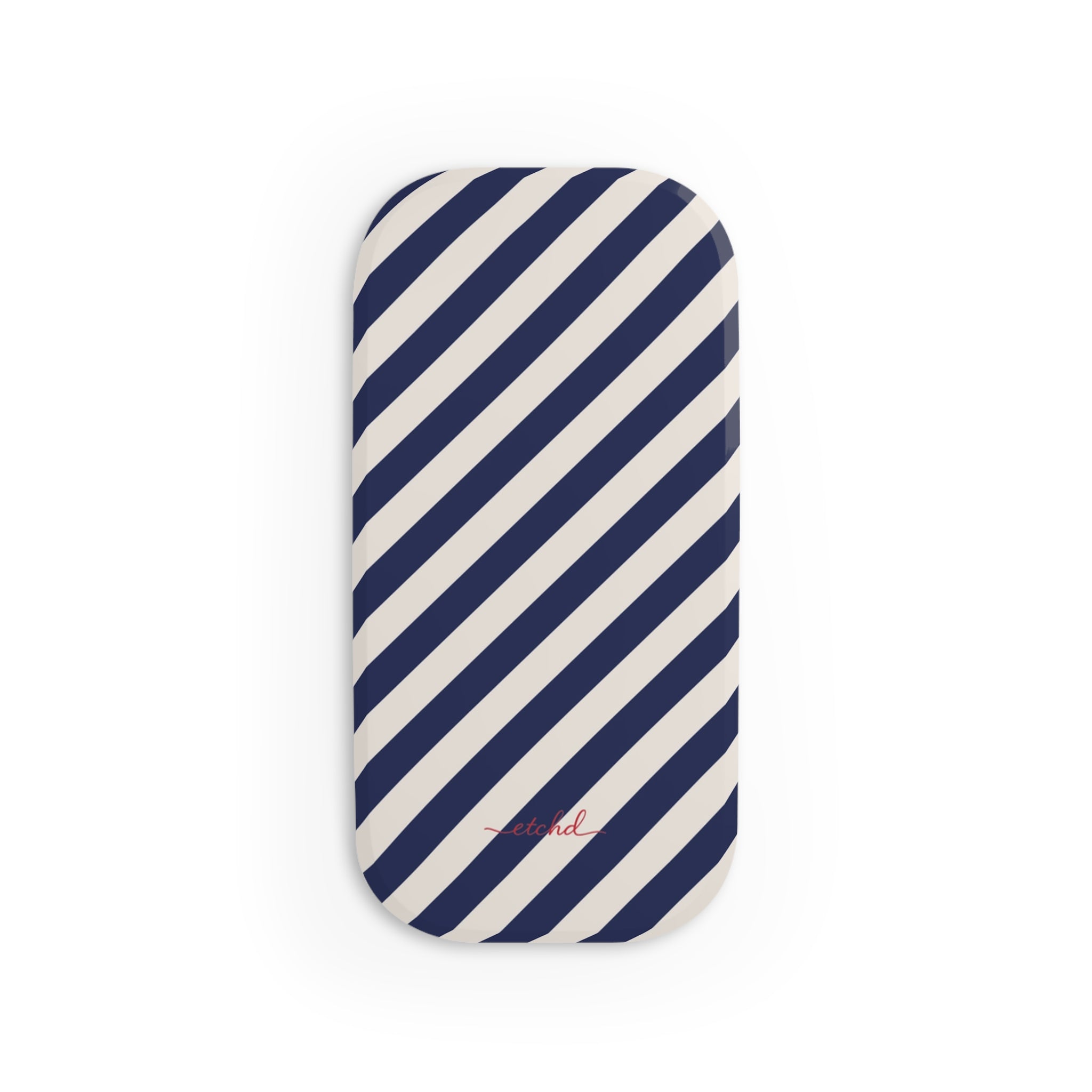 Navy & Cream Striped Diagonal Click-On Phone Grip by etchd, view 2