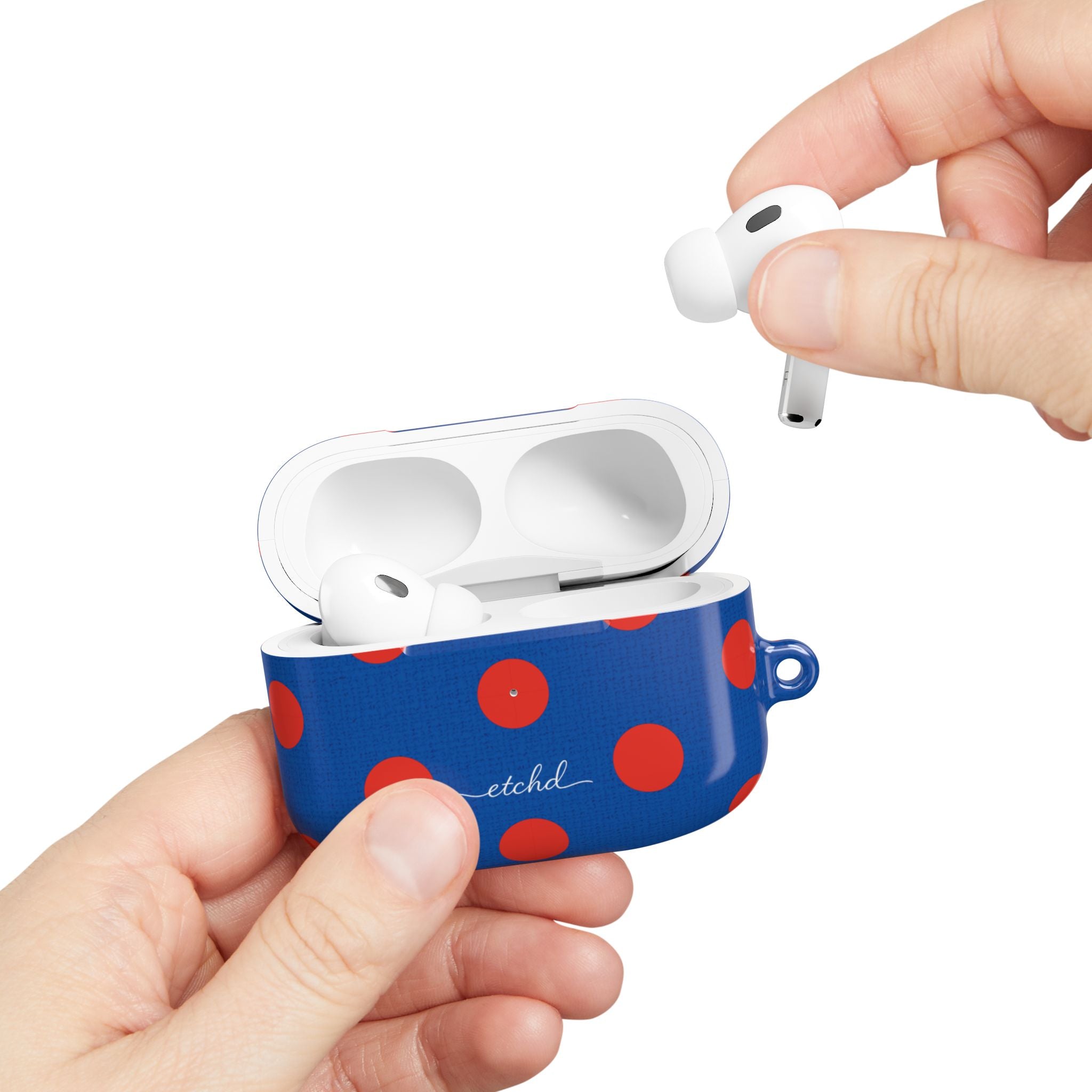 Poppy & Cobalt Polka Dot AirPod Case by etchd, view 11
