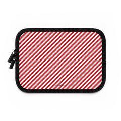 Classic Red & White Striped Diagonal Laptop Sleeve by etchd, view 2