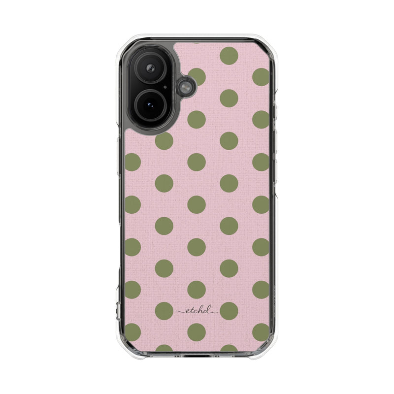 Green And Pink Polka Dot Clear Magnetic Phone Case-zoom-