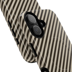 Cream & Brown Striped Diagonal Magnetic Phone Case by etchd, view 87