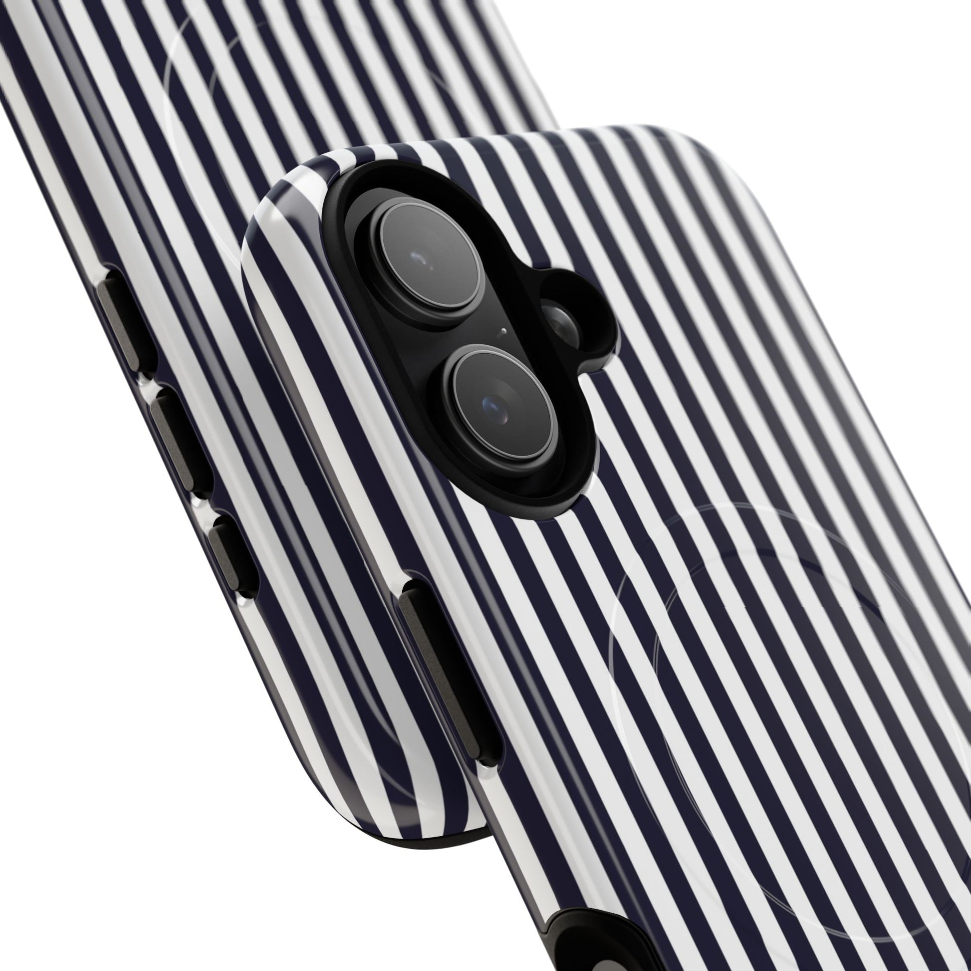 Navy & White Striped Magnetic Phone Case by etchd, view 87