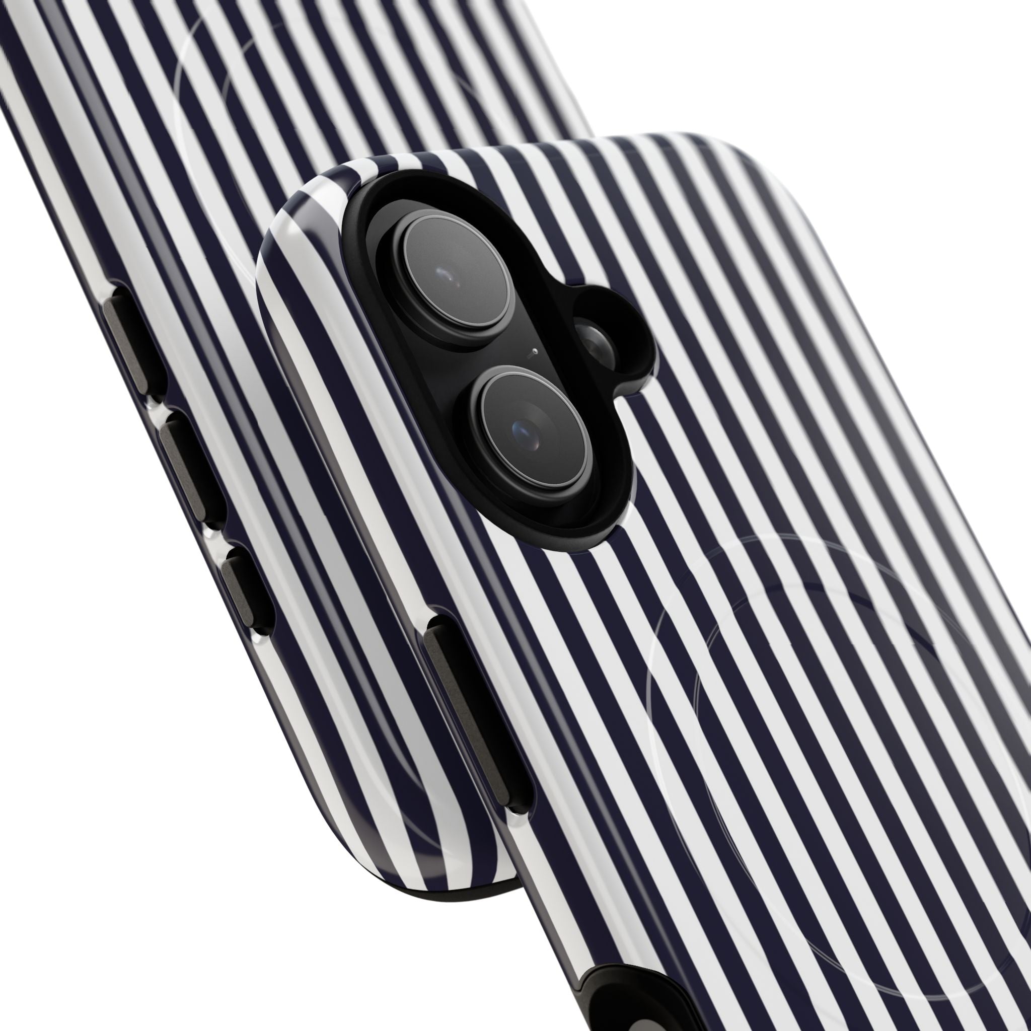 Navy & White Striped Magnetic Phone Case by etchd, view 87