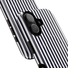Navy & White Striped Magnetic Phone Case by etchd, view 87