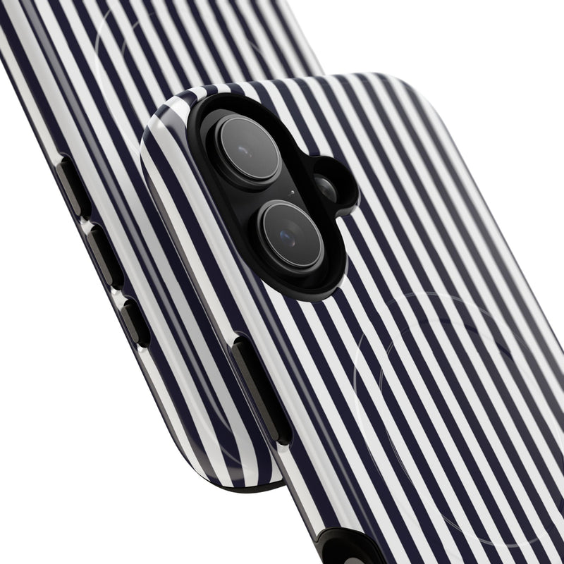 Navy & White Striped Magnetic Phone Case by etchd, view 87