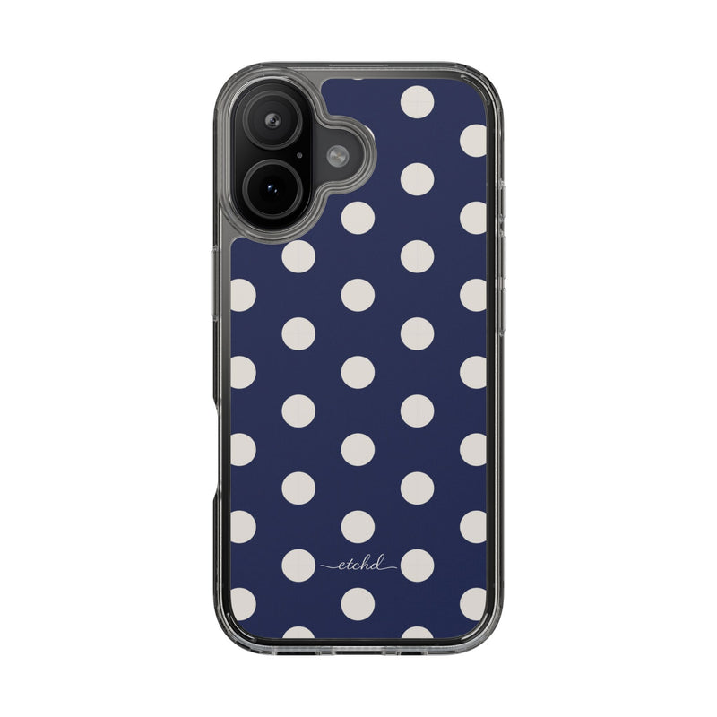 Cream & Navy Polka Dot Clear Phone Case-zoom-