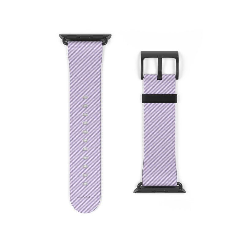 Lilac & Cream Striped Diagonal Smartwatch Strap by etchd, view 9