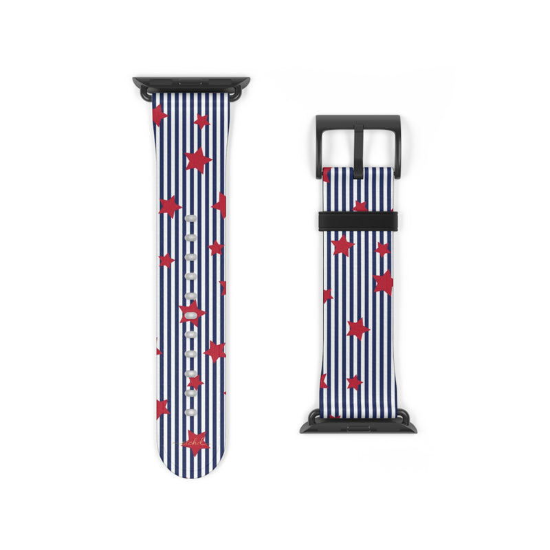 Blue Stripes & Red Stars Smartwatch Strap by etchd, view 9