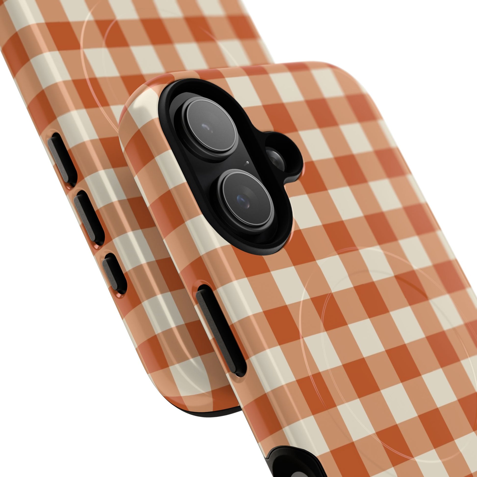 Terracotta & Cream Gingham Magnetic Phone Case by etchd, view 87
